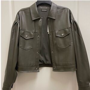 Tahari faux leather bomber jacket. Worn once